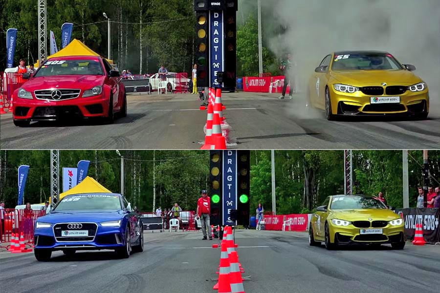 BMW M4 550hp VS Audi RS 7 700hp και Mercedes C 63 AMG 700hp