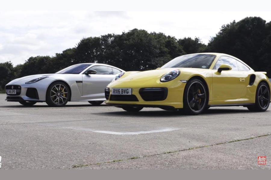Κόντρα Jaguar F-Type SVR 575 hp vs Porsche 911 Turbo 540 hp