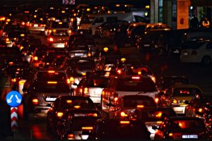 traffic jam tail lights