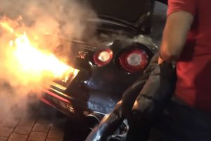nissan gt-r in flames 2