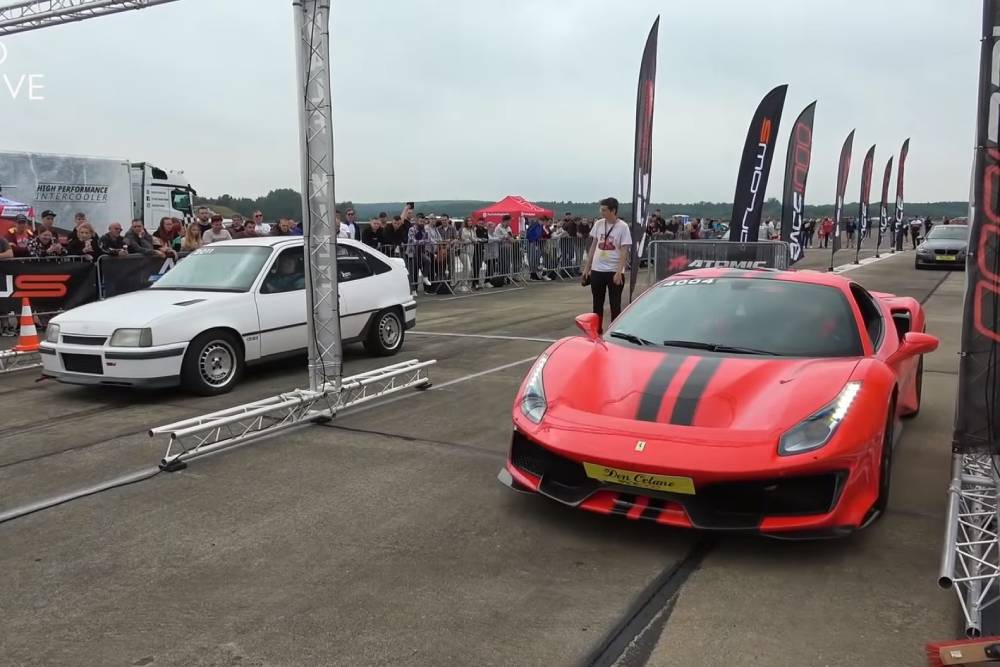 Opel Kadett 800 ίππων «τα πάει» με 488 Pista (+video)