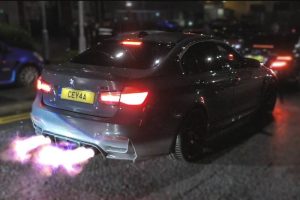 bmw m3 spitting flames