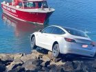 tesla model s nearly plummets to the sea