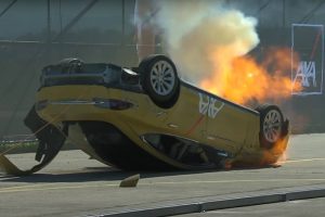 tesla model s fire after crash test