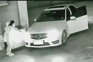 woman fails to reverse mercedes
