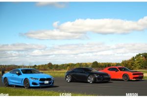 bmw m850i vs lexus lc500 vs dodge challenger hellcat