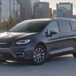 2021 Chrysler Pacifica Hybrid Pinnacle, show in Granite Crystal exterior color option.