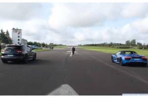 stelvio qv vs r8 drag race