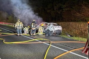 tesla fire needs 136274 litres